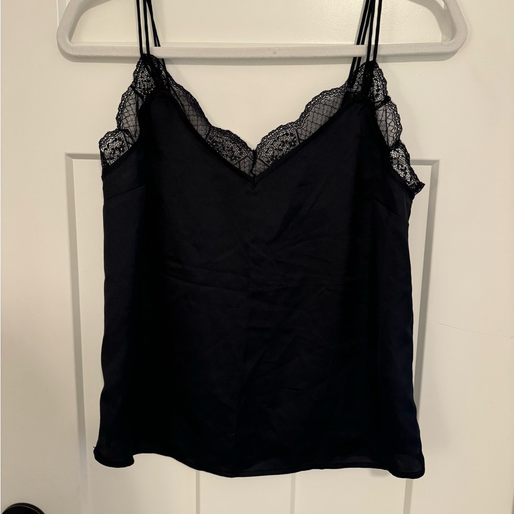 Elegant Black Lace Trim Cami Top
